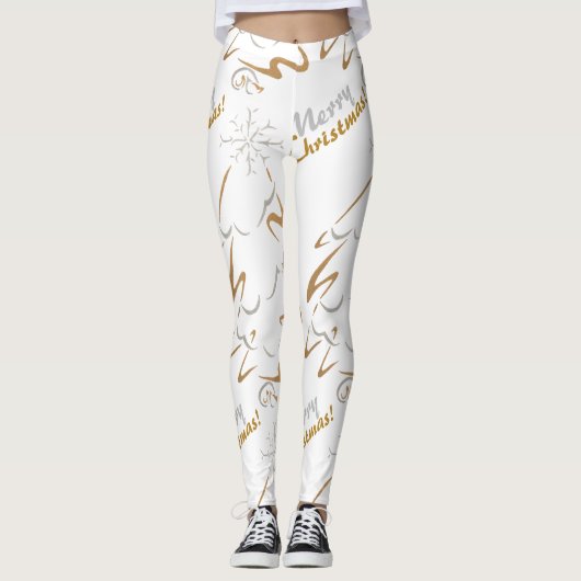 Gold & Silber Weihnachtsbaum Leggings (Vorderseite)