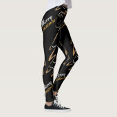 Gold & Silber Weihnachtsbaum (schwarz) Leggings (Rechts)