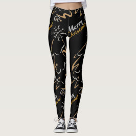 Gold & Silber Weihnachtsbaum (schwarz) Leggings