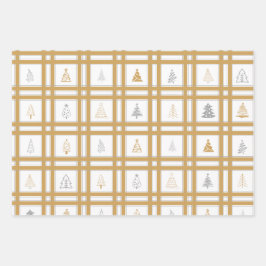 Gold & Silber Weihnachtsbaum Wrapping Paper Sheets Geschenkpapier Set