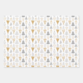 Gold & Silber Weihnachtsbaum Wrapping Paper Sheets Geschenkpapier Set