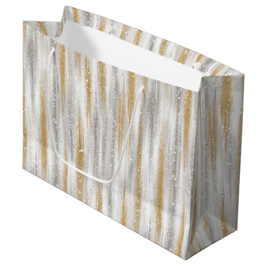 Gold Silber Weihnachtsfeier Große Geschenktüte (Vorderseite Schrägansicht)