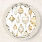 Gold Silber Weihnachtsschmuck Sandstone Untersetze Getränkeuntersetzer (Vorne)