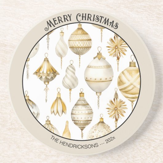 Gold Silber Weihnachtsschmuck Sandstone Untersetze Getränkeuntersetzer (Vorne)