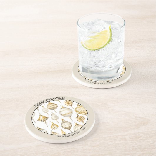 Gold Silber Weihnachtsschmuck Sandstone Untersetze Getränkeuntersetzer (Seite)
