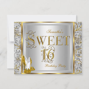 Gold Silber Weiß Sweet Sixteen Sweet 16 Party Einladung