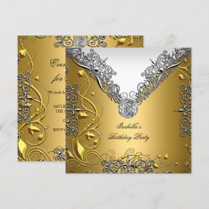 Gold Silber Weiße Elegante Geburtstagsfeier Einladung