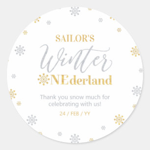 Gold Silber Winter onederland Danke für viel Schne Runder Aufkleber