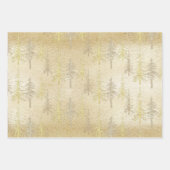 Gold Silber Woodland Scraggly Spruce Pine Trees Geschenkpapier Set (Vorderseite)