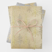 Gold Silber Woodland Scraggly Spruce Pine Trees Geschenkpapier Set (Beispiel)