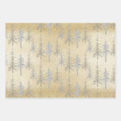 Gold Silber Woodland Scraggly Spruce Pine Trees Geschenkpapier Set (Vorderseite 3)