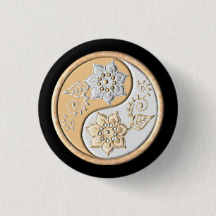 Gold & Silber Yin Yang  Button