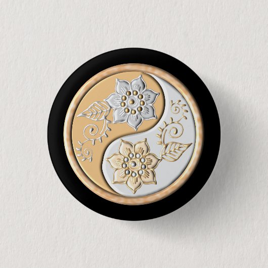 Gold & Silber Yin Yang Button (Vorderseite)