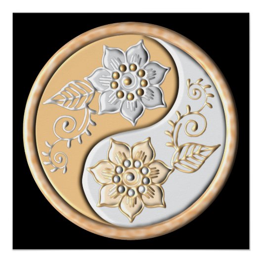 Gold & Silber Yin Yang Poster (Vorderseite)