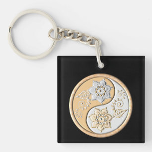 Gold & Silber Yin Yang Schlüsselanhänger