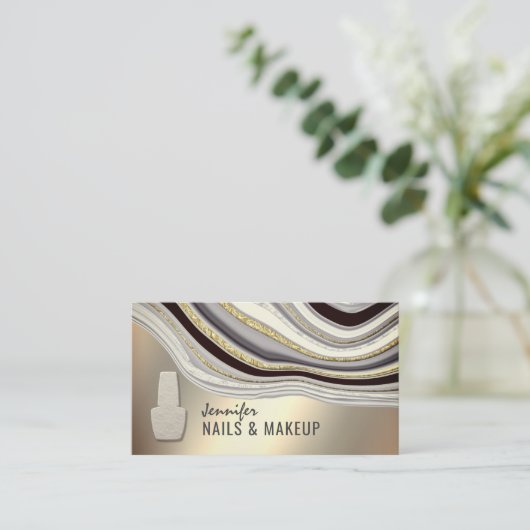 Gold Silberagode Geode-Chic Metallnagel Visitenkarte (Stehend Vorderseite)