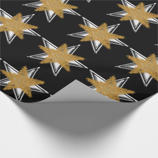 Gold silberne Star Wrapper Geschenkpapier (Ecke)