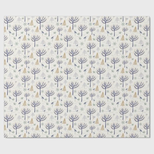 Gold Silberne Weihnachtsbäume Lichter und Ornament Geschenkpapier (Flach)