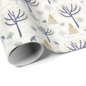 Gold Silberne Weihnachtsbäume Lichter und Ornament Geschenkpapier (Rolleneckpunkt)