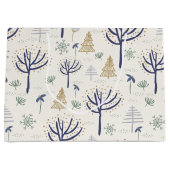 Gold Silberne Weihnachtsbäume Lichter und Ornament Große Geschenktüte (Vorderseite)