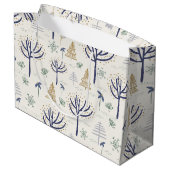 Gold Silberne Weihnachtsbäume Lichter und Ornament Große Geschenktüte (Rückseite Schrägansicht)