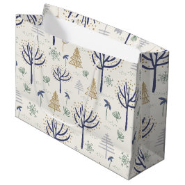 Gold Silberne Weihnachtsbäume Lichter und Ornament Große Geschenktüte