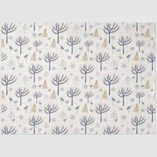 Gold Silberne Weihnachtsbäume Lichter und Ornament Seidenpapier (Vorderseite)