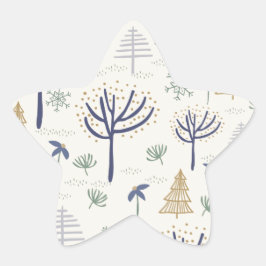 Gold Silberne Weihnachtsbäume Lichter und Ornament Stern-Aufkleber