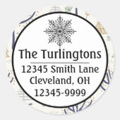 Gold Silberne Weihnachtsbäume Rücksendeadresse Runder Aufkleber (Vorderseite)