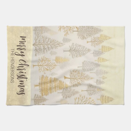 Gold Silberne Weihnachtsbaumen Teetücher Geschirrtuch (Horizontal)