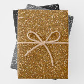 Gold Silberschwarzer Glitzer Geschenkpapier Set (Beispiel)
