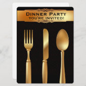 Gold Silberware - Feierliche Party Einladung (Vorne/Hinten)