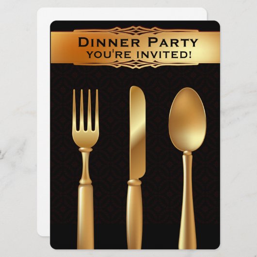 Gold Silberware - Feierliche Party Einladung (Vorne/Hinten)