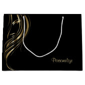 Gold Silhouette Girl on Black Große Geschenktüte (Vorderseite)