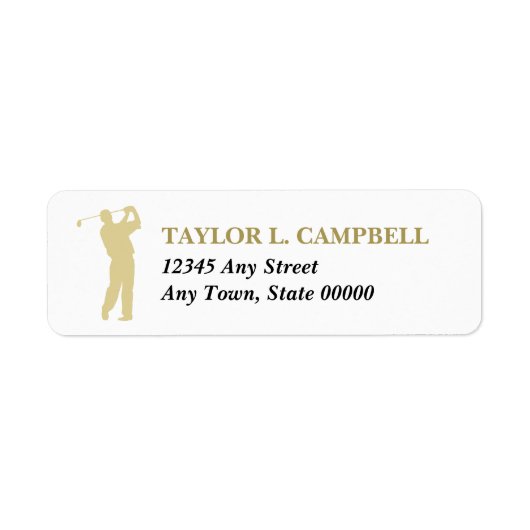 Gold Silhouette Golfer Rücksendeadresse (Vorne)