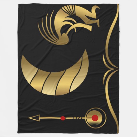 Gold Silhouette Kokopelli Fleece Blanket (Vorderseite)