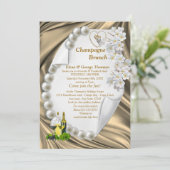 Gold Silk & Ivory Birne Polterabend Einladung (Stehend Vorderseite)