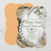 Gold Silk & Ivory Pearls Brautparty Einladung (Vorne/Hinten)