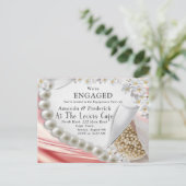 Gold Silk & Pearls Verlobung Inv Einladungspostkarte (Stehend Vorderseite)