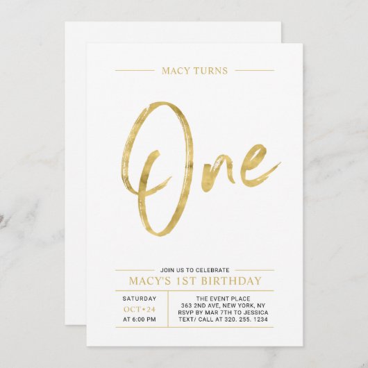 Gold & Silver 1st, 60th Joint Birthday Party Einladung (Vorne/Hinten)