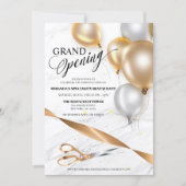 Gold Silver Balloons Grand Opening Ribbon Cutting Einladung (Vorderseite)