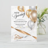 Gold Silver Balloons Restaurant Neue Eröffnung Einladung (Stehend Vorderseite)
