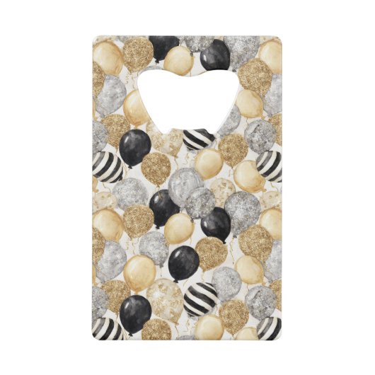 Gold Silver Black Balloons New Year Celebration Geldbeutel Flaschenöffner (Vorderseite)