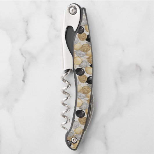 Gold Silver Black Balloons New Year Celebration Kellnermesser (Vorderseite)