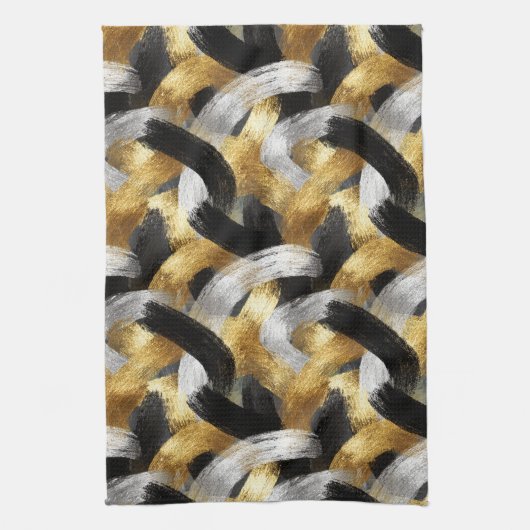 Gold Silver Black Christmas Celebration Geschirrtuch (Vertikal)