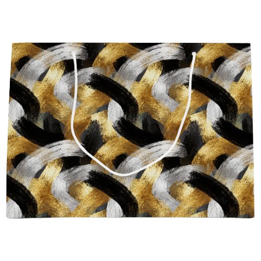 Gold Silver Black Christmas Celebration Große Geschenktüte (Vorderseite)