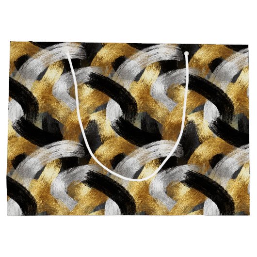 Gold Silver Black Christmas Celebration Große Geschenktüte (Rückseite)