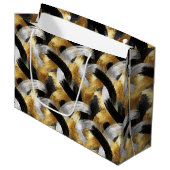 Gold Silver Black Christmas Celebration Große Geschenktüte (Vorderseite Schrägansicht)