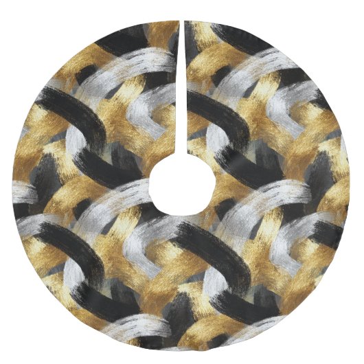 Gold Silver Black Christmas Celebration Polyester Weihnachtsbaumdecke (Vorderseite)