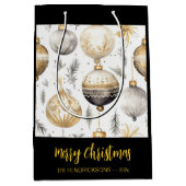 Gold Silver Black Christmas Ornaments Geschenktasc Mittlere Geschenktüte (Vorderseite)